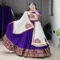 Traditional Mirror Work Rayon Cotton Lehenga Choli Set